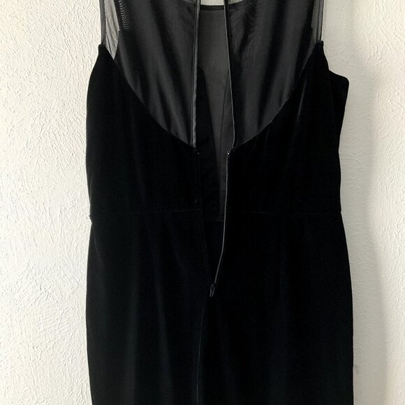 Frederick's of Hollywood Dress Women XL Black Velvet Sheer Mesh Deep V-Neck Zip - Picture 7 of 13